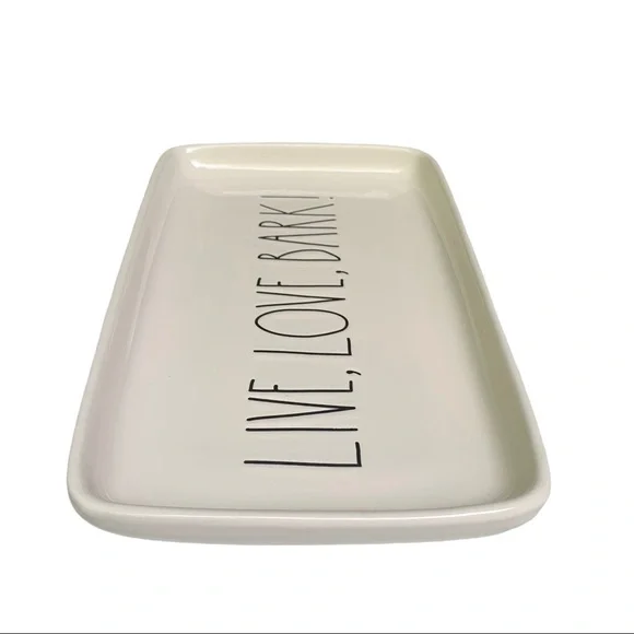 Rae Dunn LIVE LOVE BARK Dish Tray Trinket Holder White Dimples NWT 2017 OG - Picture 7 of 15